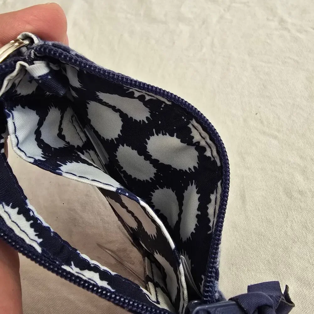 Vera Bradley Zip ID Case Navy Blue Paisley White - Picture 4 of 5